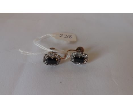 Pair 9ct vintage &nbsp;stone set ear clips&nbsp; &nbsp;&nbsp;