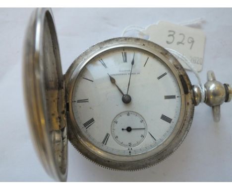 American large silver hunter pocket watch    