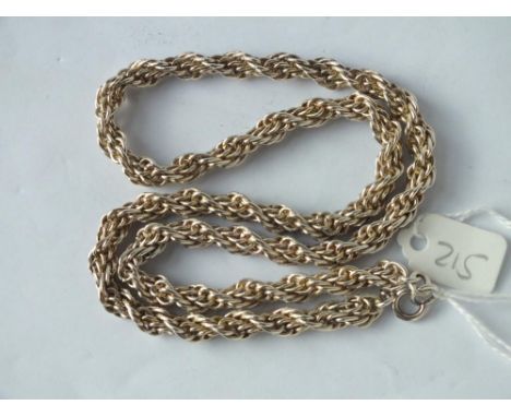 Heavy rope twist silver neck chain, 19” long     