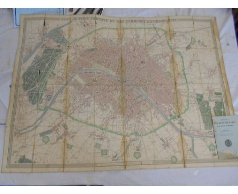 MAP Plan de Paris fortifie et des communes environmantes Magasin de Cartes geographique de Longuet Simmonneau polon de Paris 