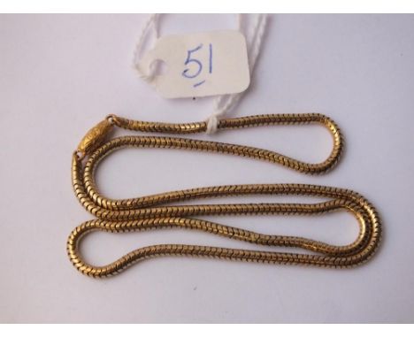 Victorian high carat snake link slinky neck chain with engraved  barrel clasp - 16" long 10g  