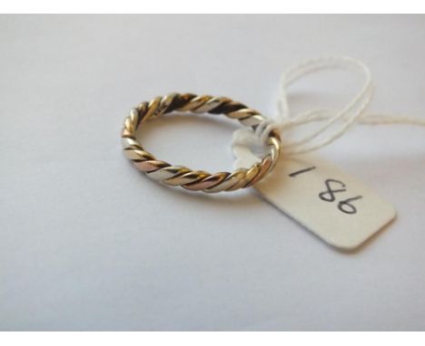 9ct three colour gold twist wedding band approx size K  2.3g  