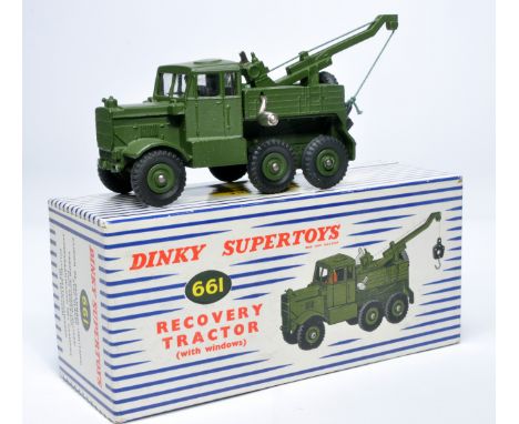 Dinky Military No. 661 Recovery Tractor with windows. Displays generally very good to excellent, with very little, or at most