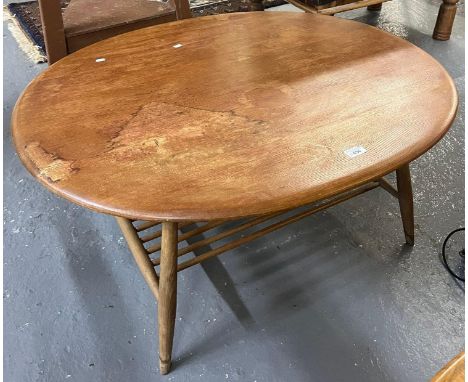 Ercol elm and beech oval coffee table. 98x82x45cm approx. (B.P. 21% + VAT)