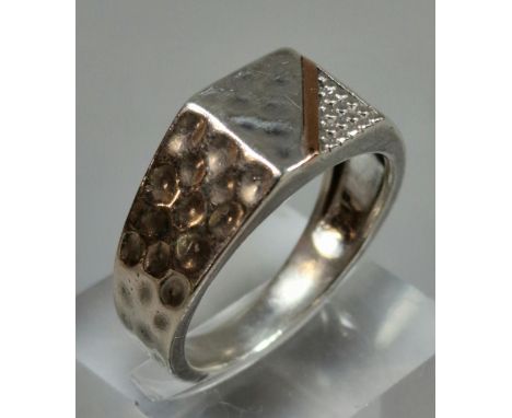Clogau silver and rose gold signet ring, in original box. Size U1/2.  (B.P. 21% + VAT)