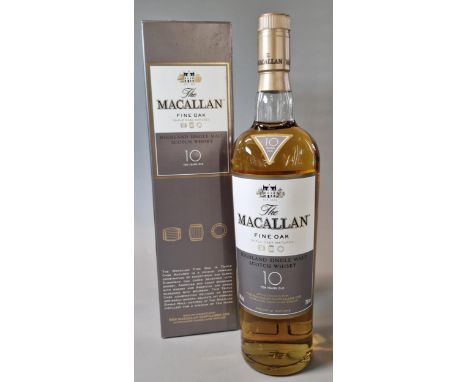 bottle of The Macallan Fine Oak Highland single malt Scotch Whisky, 10 years old. In original box. 700ml.  (B.P. 21% + VAT)