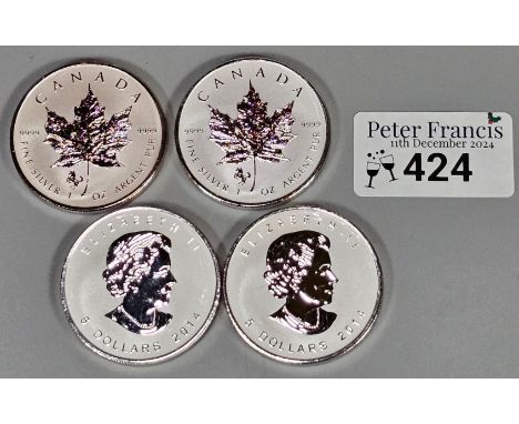 Set of four 2014 Maple Horse Prive Canadian silver one ounce coins. (4) (B.P. 21% + VAT)