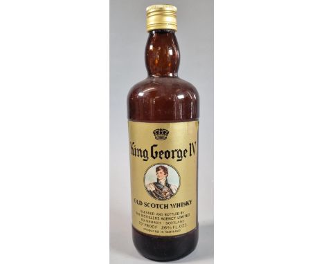Bottle of King George IV Old Scotch whisky, blended and bottled by The Distillers Agency Ltd. Edinburgh, Scotland. 26 2/3 fl 
