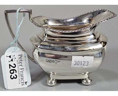 George V silver cream jug by Walker &amp; Hall Sheffield 1913. 3.4 troy oz approx.  (B.P. 21% + VAT)