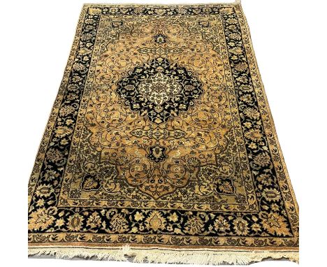 Vintage Kashani floral and foliate peach and cream ground carpet. 200x130cm approx. (B.P. 21% + VAT)