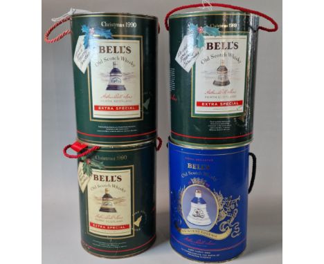 Three Bell's Christmas Old Scotch Whisky decanters dated: 1989 and 1990x2. Together with another Bell's Old Scotch Whisky dec