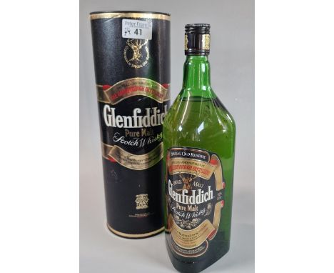 Bottle of Glenfiddich pure malt Scotch whisky. 1.125 Litre. In tubular box. (B.P. 21% + VAT)