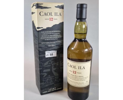 Bottle of Caol Ila aged twelve years Islay single malt Scotch Whisky. In original box. 70cl. (B.P. 21% + VAT)