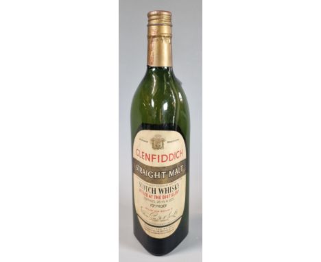 Bottle of Glenfiddich Straight Malt Scotch Whisky, distilled and bottled by William Grant & Sons Ltd. 26 2/3 flozs. 70% Proof