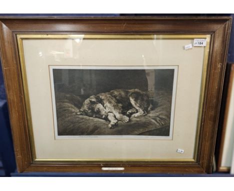 Herbert Dicksee, 'On Velvet', uncoloured etching, signed in pencil. 24.5x40cm approx. Original oak frame with gilt slip.  (B.