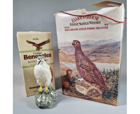 Golden Beneagles Scotch Whisky ceramic decanter in the form of a Kestrel. Full and sealed. In original box. Together with The