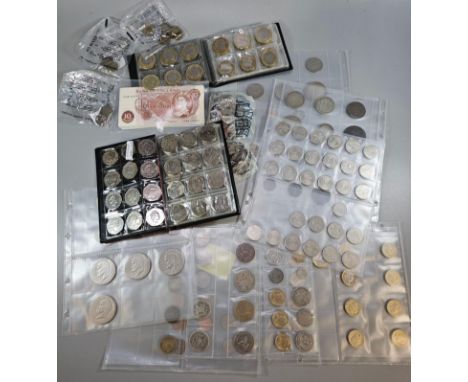 Box of assorted mainly GB coinage to include: 1935 silver Crown, Coin Collection book £2 coins, collection of other silver co