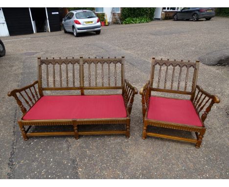 1980's Ercol Old Colonial 2 seater sofa and armchair frames 