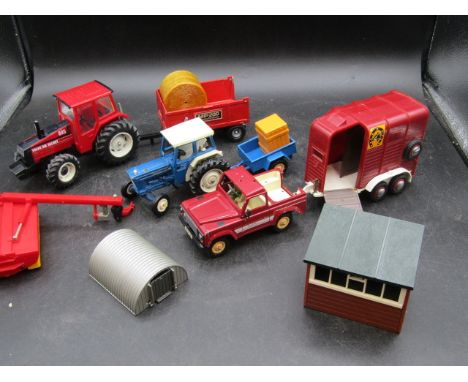 Britains farming vehicles- SWB country Landrover pick up Beaufort double horse trailer 1979 Ford 6600 tractor Massey Furguson