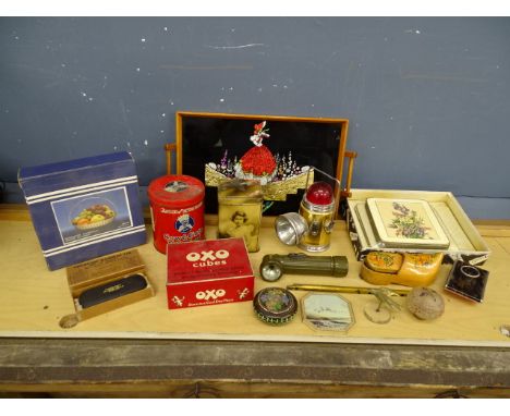 Collectors lot to include vintage tins, lantern and tray etc&nbsp;
