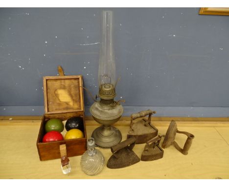 Flat irons, vintage bowls and lamp etc&nbsp;
