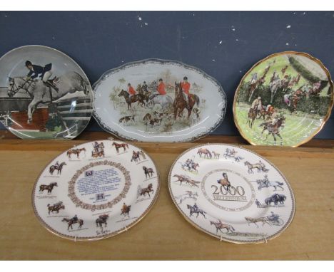 Horse picture plates inc Spode, The Grand National plus a glass plate
