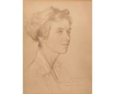 *JANE ERIN EMMET DE GLEHN (1873-1961) A head and shoulders portrait of a lady inscribed "To Louis, Jane de Glehn, August 1920