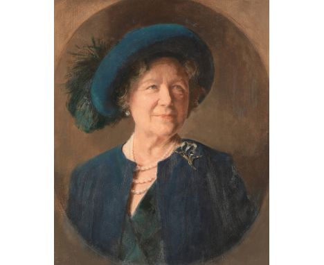 *NORMAN HEPPLE (1908-1994) HM Queen Elizabeth the Queen Mother authentication stamp verso, oil on board, 61cm x 51cmProvenanc