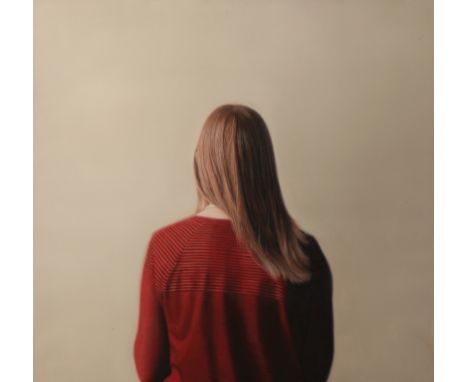 *DANIEL COVES (b. 1985) 'Back Portrait no. 4' signed, titled and dated 2014 verso, oil on linen, 90cm x 90cm (unframed on str