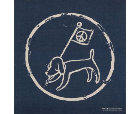 YOSHITOMO NARA (b. 1959) FOR LAMMFROMM: 'Peace Dog (Blue)' digital print on cotton, 52cm x 52cm (framed and glazed)