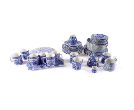 A Spode part tea and dinner service, in The Blue Room Collection ‘Sunflower’ pattern, including: coffee cups; side plates, di