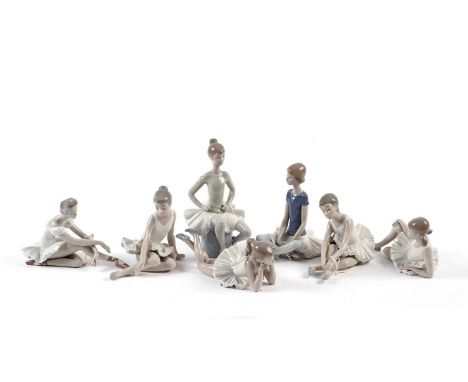 Three Lladro ballerina figurines; and four Nao ballerina figurines. (7)