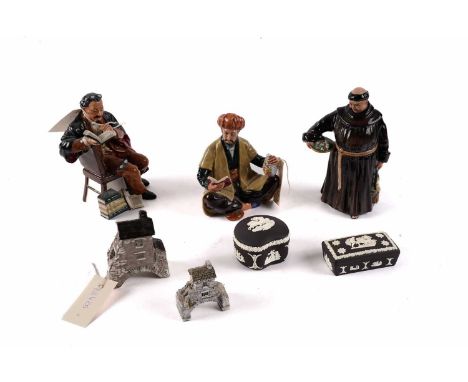 Royal Doulton figures and other ceramics, comprising of: ‘The Jovial Monk’, HN2144; ‘Omah Khayyam’, HN 2247; ‘The Professor’,