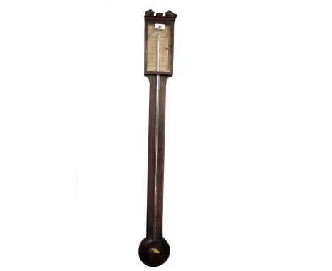 An late Georgian mahogany stick barometer, by R.Barnasconi 98cms long.