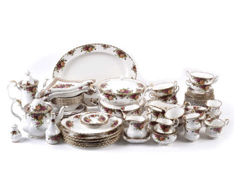 A Royal Albert ‘Old Country Roses’ pattern tea and dinner service, including: tureens and covers, a sauce boat and saucer, a 