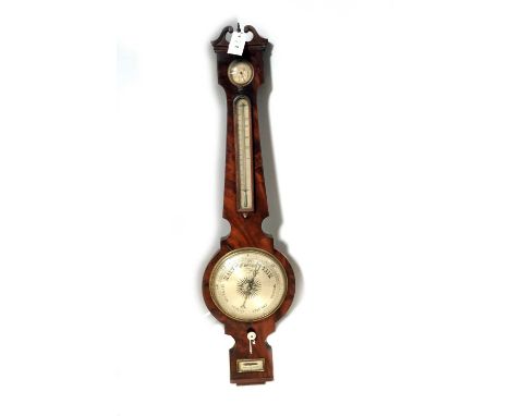 A mid-19th Century walnut wheel barometer, by Yates of Penrith, 97cms high.