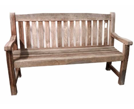 A teak garden bench, 152 x 56 x 95cms high.