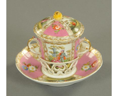Five pieces of Royal Worcester blush ground porcelain, comprising Tyg, 1906, Loving cup, 1908, a leaf moulded vase, 1911, a b