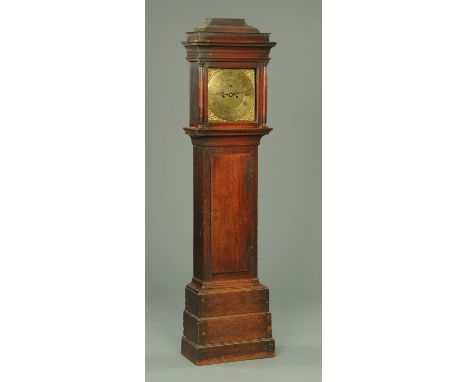 An 18th century country oak longcase clock with movement by Thomas Broderick Kirton, with eight day striking movement, comple