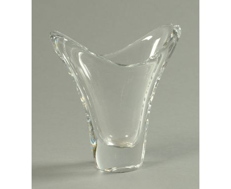A Daum glass vase, mid 20th century, of biomorphic form, engraved Daum France with Cross of Lorraine. 20.7 cm high. CONDITION