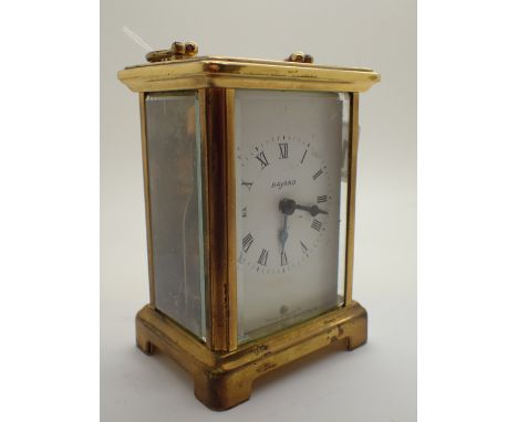Vintage brass glass panel carriage clock dial marked Bayard movement 9 jewel Daverdrey and Bloquel France 37529