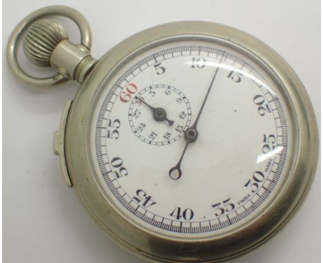 Military issue crown wind stop watch marked Pringle 1/5 RKI 1940 with broad arrow 