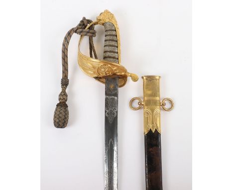 Good Victorian 1846 Pattern Naval Officer’s Sword by Batten &amp; Adams, Devonport c.1850, signed regulation blade etched and