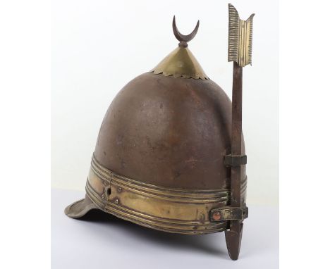 Good Scarce Helmet for the Bodyguard of the Khedive of Egypt c.1870, iron skull retaining nearly all its original khaki paint