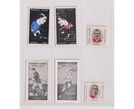 Trade cards, Football, six scarce cards, Barratt's, Football Stars (1930), two cards, A, Wilson Chelsea &amp; D. Halliday, Su