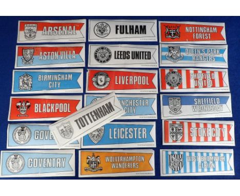 Trade issue, A&amp;BC Gum, Football Team Pennants, 18 different plus 1 duplicate inc. Arsenal, Leeds, Manchester City, Fulham