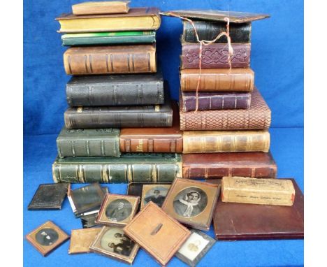 Victorian Photographs and Albums, a collection of 16 empty Victorian albums and 8 Daguerreotype/Ambrotypes and other Victoria