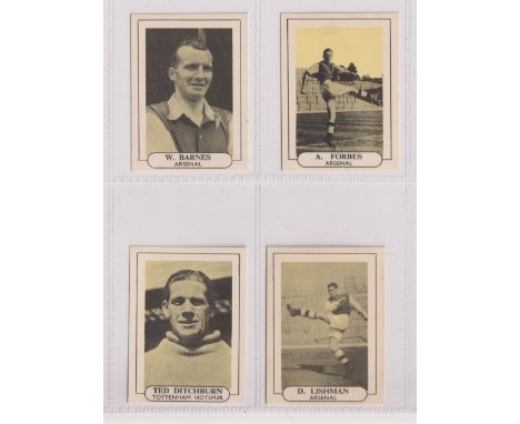 Trade cards, Wilkinson, Popular Footballers, 4 cards, no 1 A. Forbes, no 3 D. Lishman &amp; no 21 W. Barnes, all Arsenal &amp