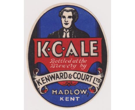 Beer label, Kenward &amp; Court Ltd, Hadlow, Kent, K C Ale, vertical oval, 83mm high, (vg) (1)