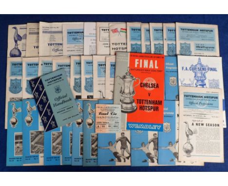 Football programmes etc, Tottenham Hotspur, 40+ items 1950/60's inc. home programmes v Everton 58/59, Cardiff 54/55, Birmingh